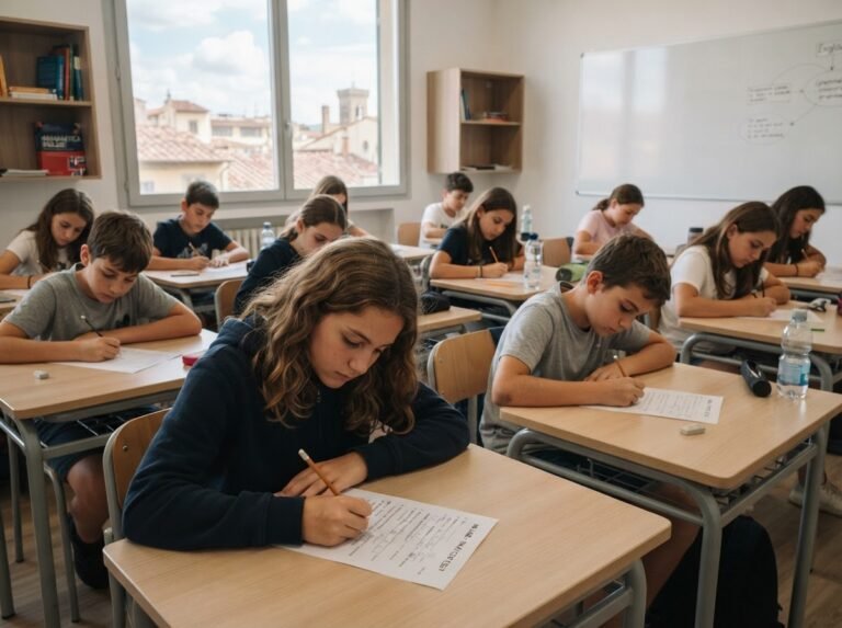A teenager working through a Cambridge exam paper