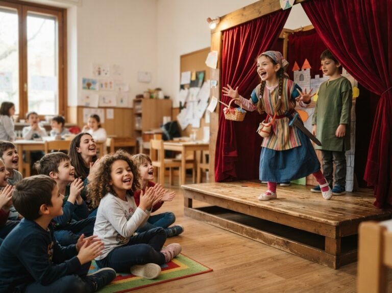 Children performing in a drama workshop